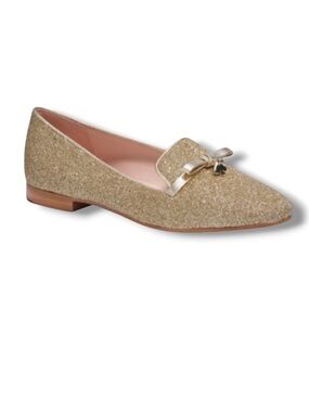 Kate Spade Women's New York Georgia Glitter Loafer Gold Sparkle Shoes NIB